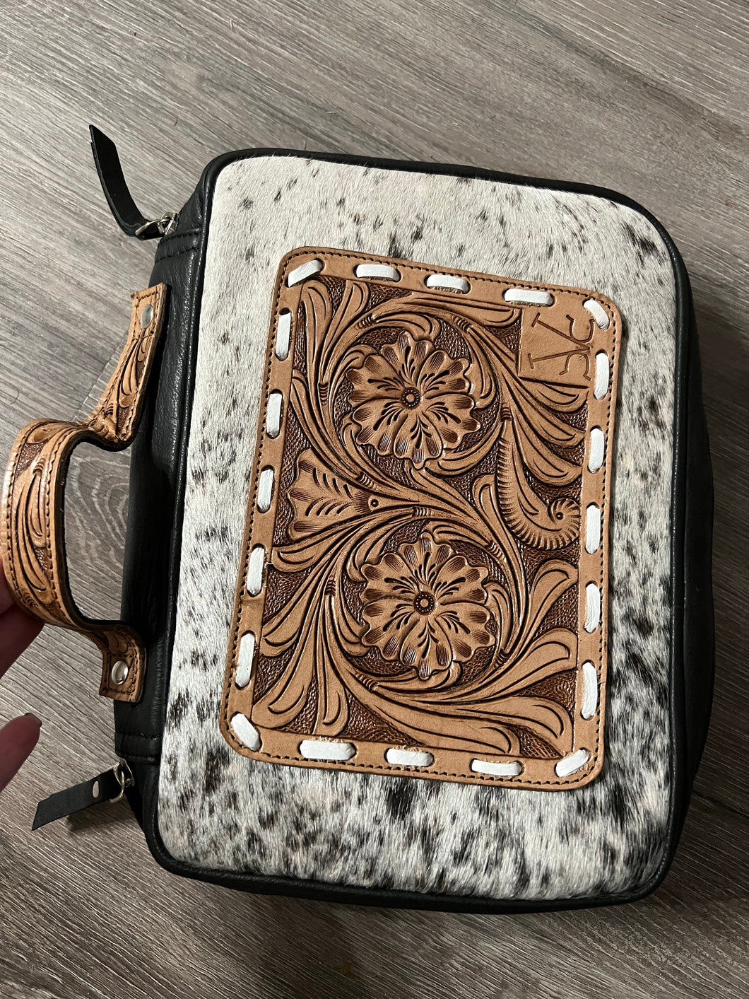 Black Jewelry Book cowhide and tooled leather