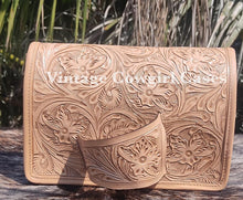Load image into Gallery viewer, Vintage inspired hand tooled leather purse/clutch
