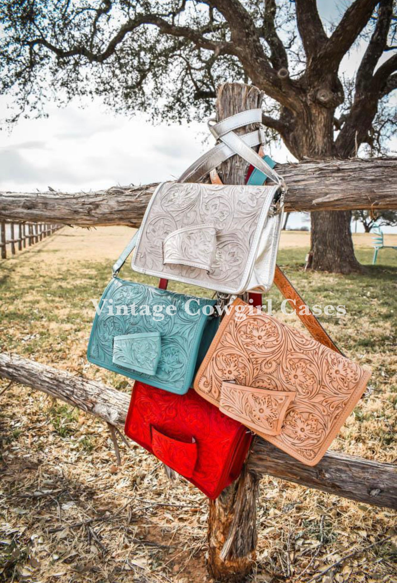 Black Hand Strap Clutch / Crossbody Tooled Leather Purse